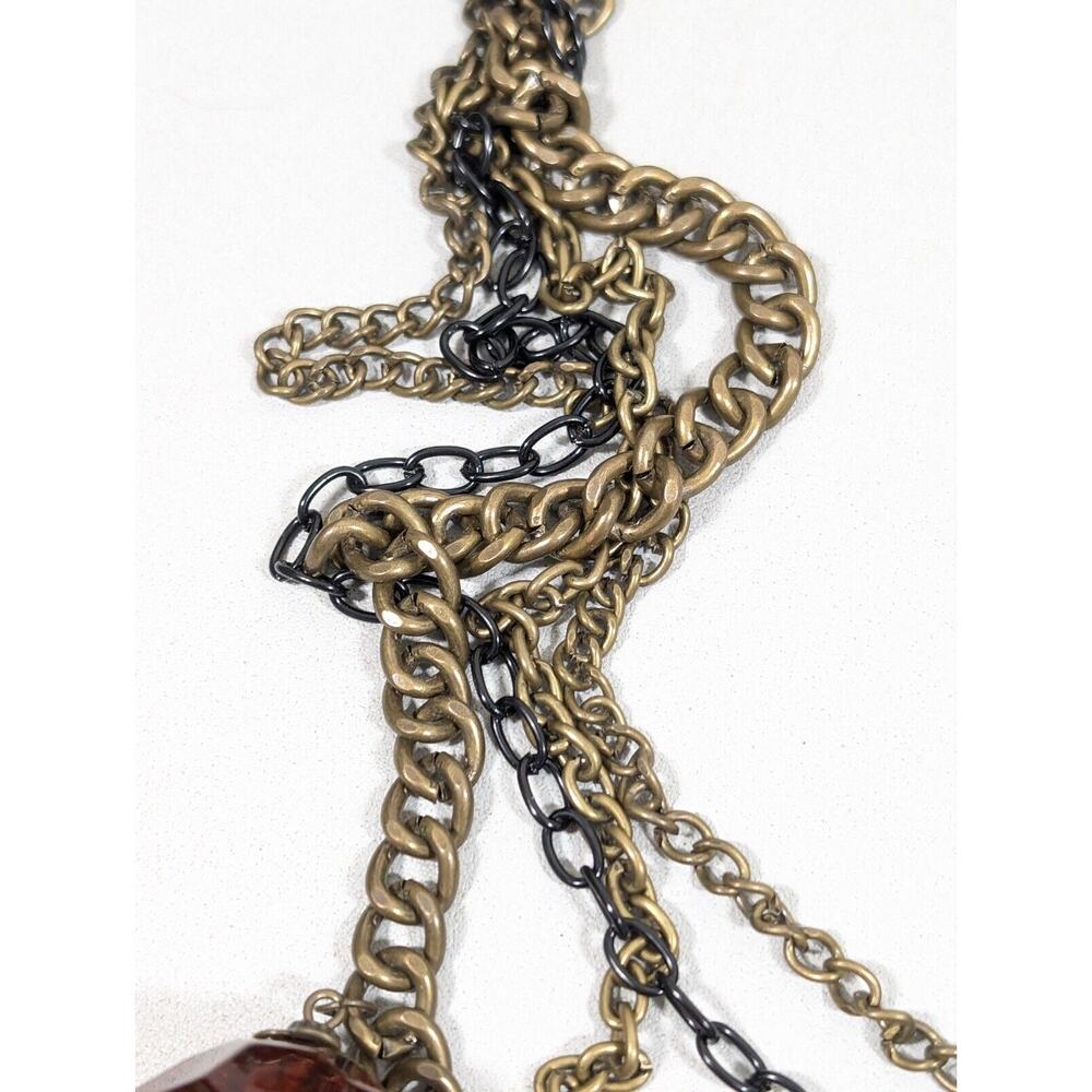 Simply Vera Wang Bronze Tone Brown Black Chunky Charm Layered Chain Necklace 24" - Picture 8 of 14